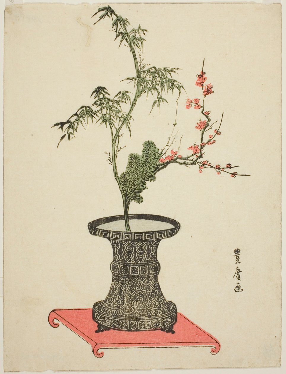 Three Friends Ikebana by Utagawa Toyohiro