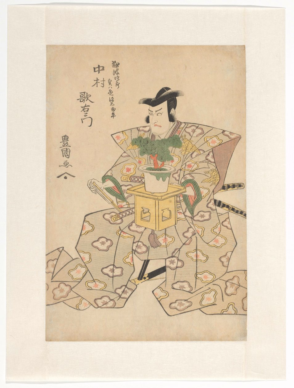 Nakamura Utaemon III Holds Bonsai Tree by Utagawa Toyokuni (I)