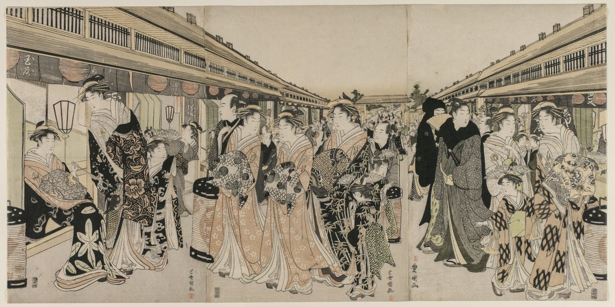 Courtesans Promenading on the Nakanocho, c. 1790 by Utagawa Toyokuni