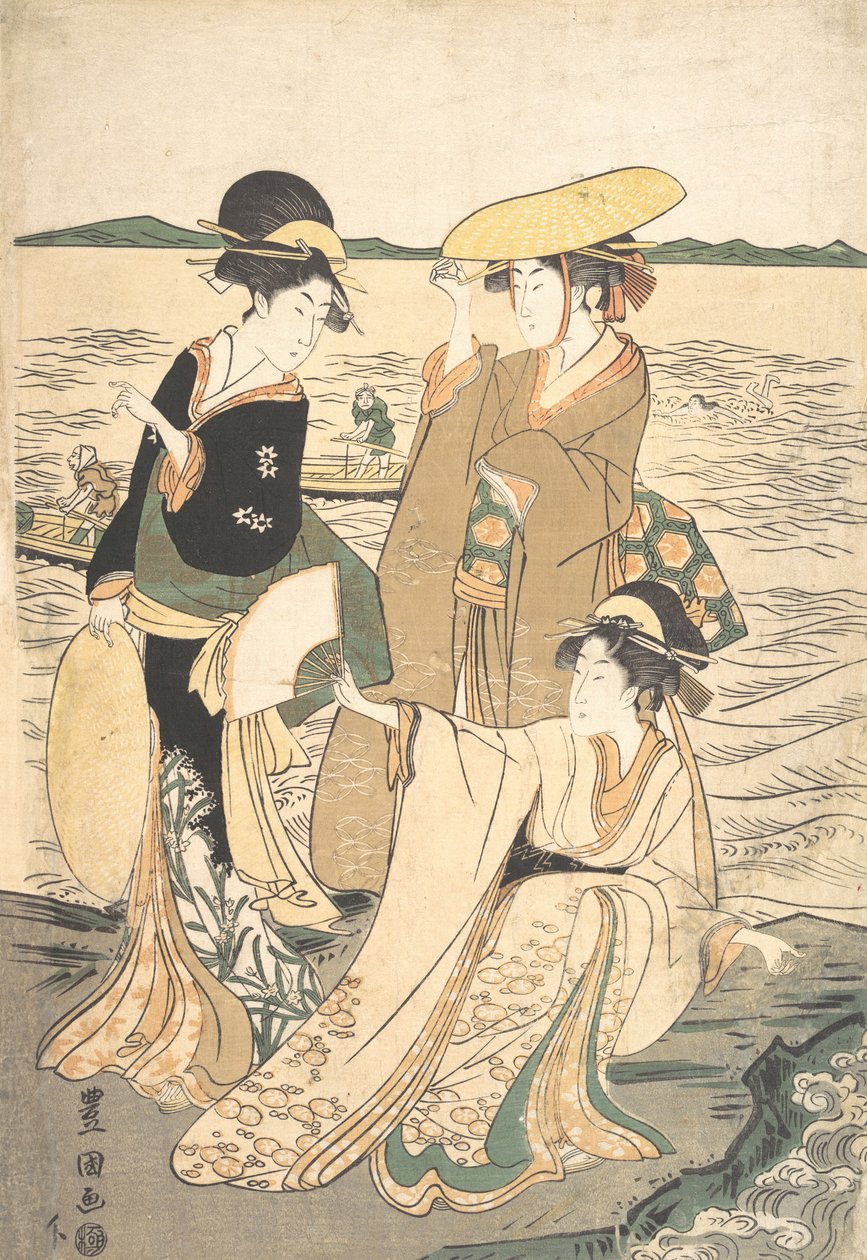 Three Young Ladies by the Seashore by Utagawa Toyokuni I
