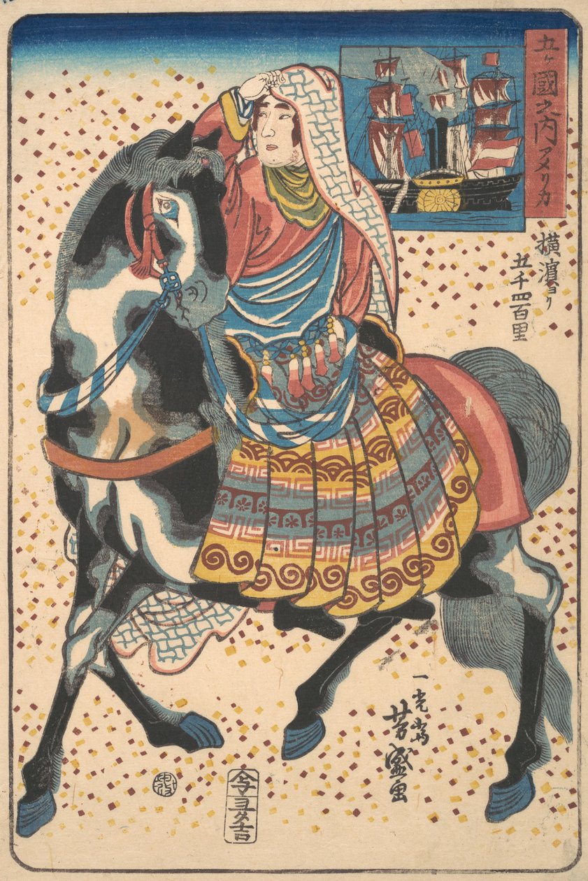 Mounted American Woman by Utagawa Yoshimori