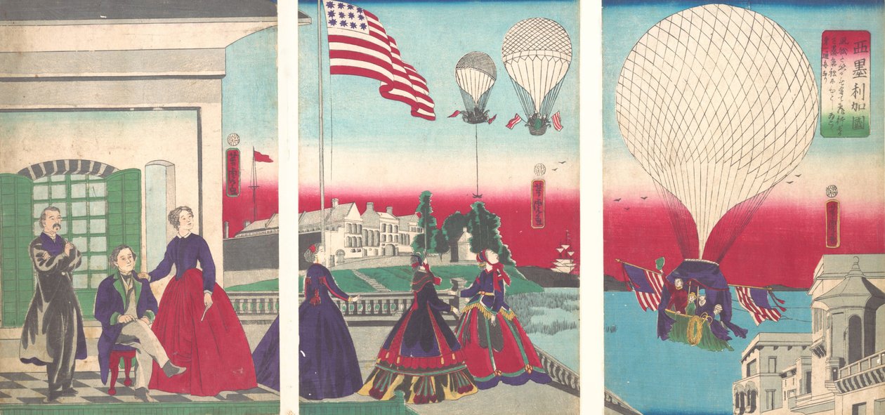 American Balloon Ascension, 1867 by Utagawa Yoshitora