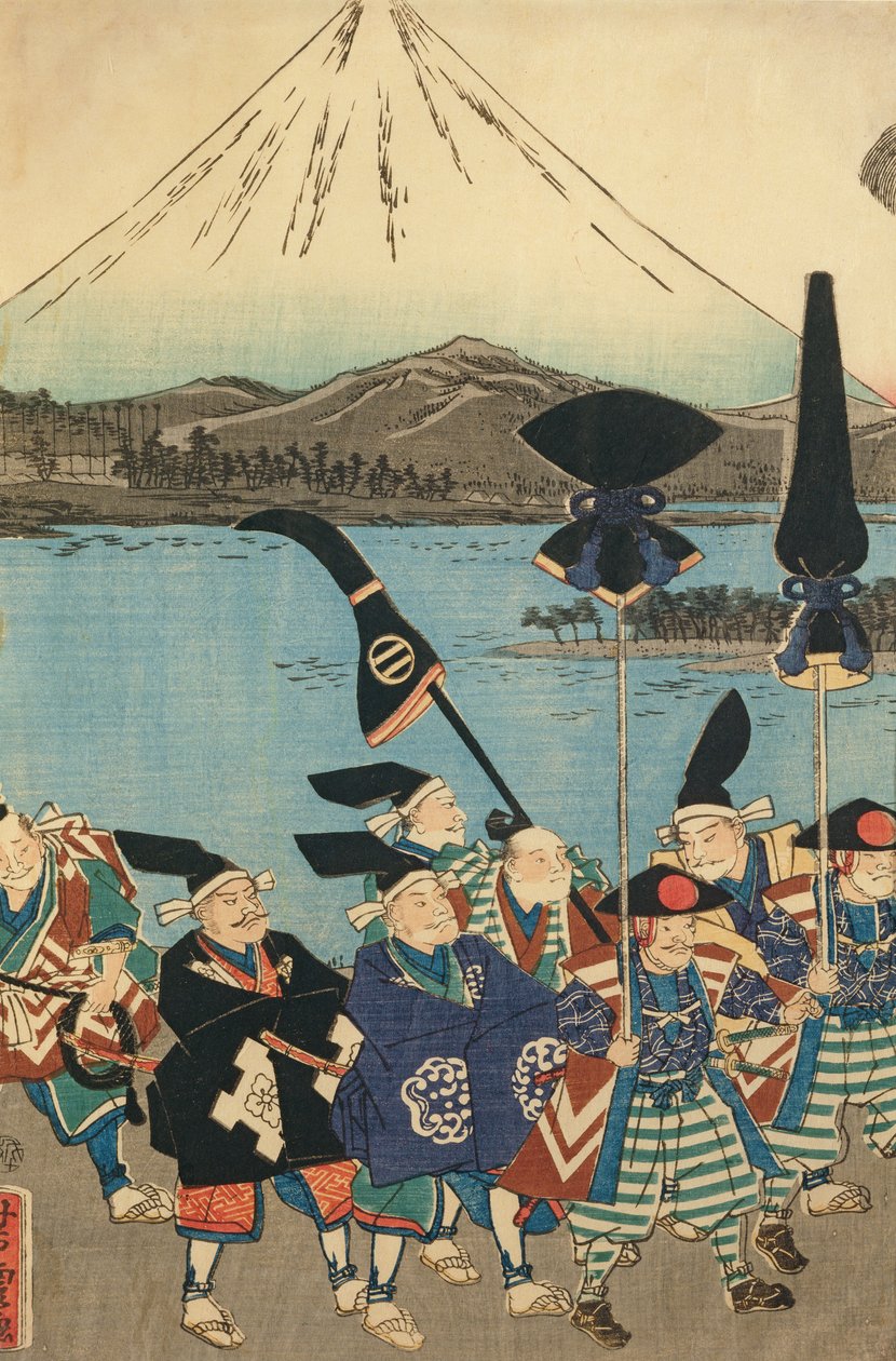The Daimyo's Entourage Before Mount Fuji