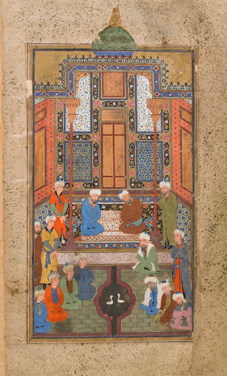 Palace scene in a Tuhfat al-Ahrar (Gift of the free) Bukhara, Uzbekistan, Uzbek period, c.1540 by Uzbek School