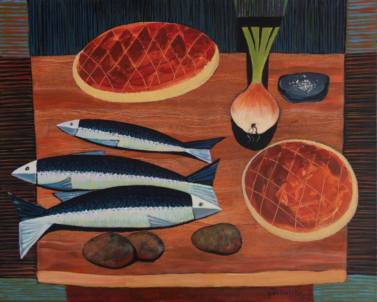 Still Life with Bread and Fish, 2020 by Vadym Vaskovsky