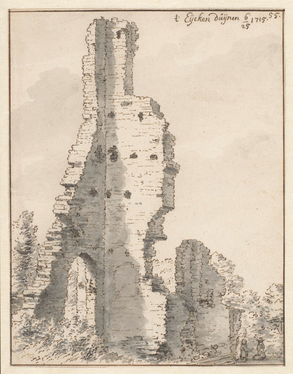 The Ruin of the Church of Eik en Duinen near The Hague by Valentijn Klotz (attributed to)