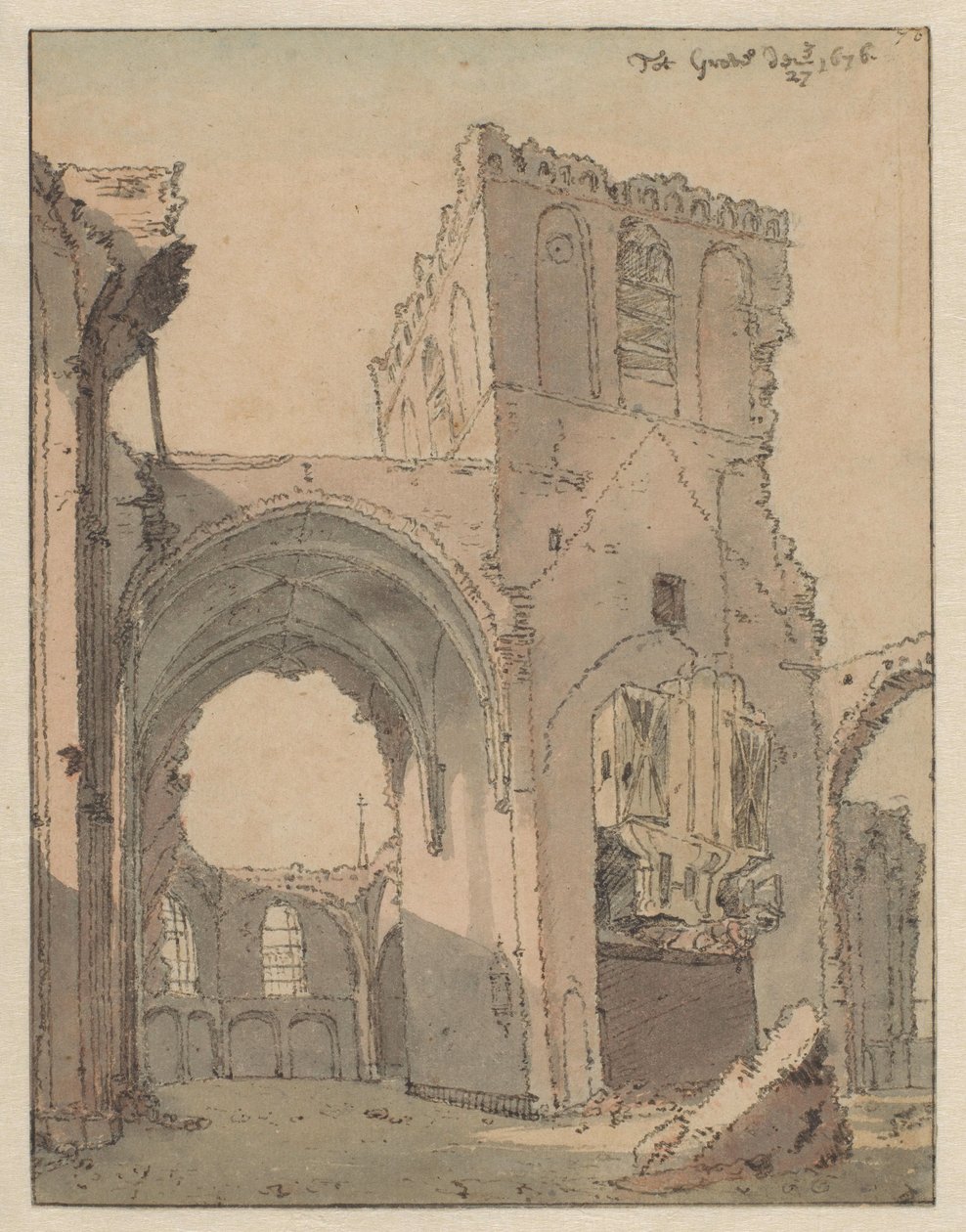 The Ruin of the Grote Kerk at Grave by Valentijn Klotz (attributed to)