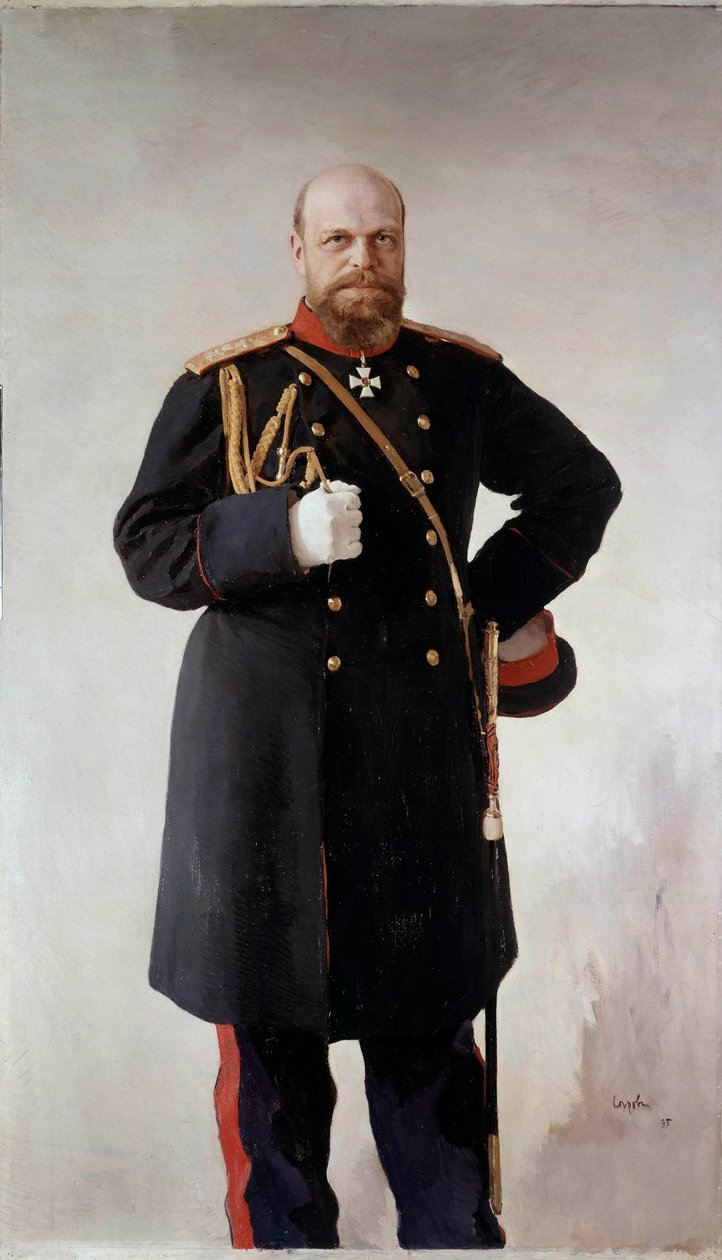 Full-Length Portrait of Alexander III (1845-1895), Emperor of Russia (Painting by Valentin Serov, 1895) by Valentin Aleksandrovich Serov