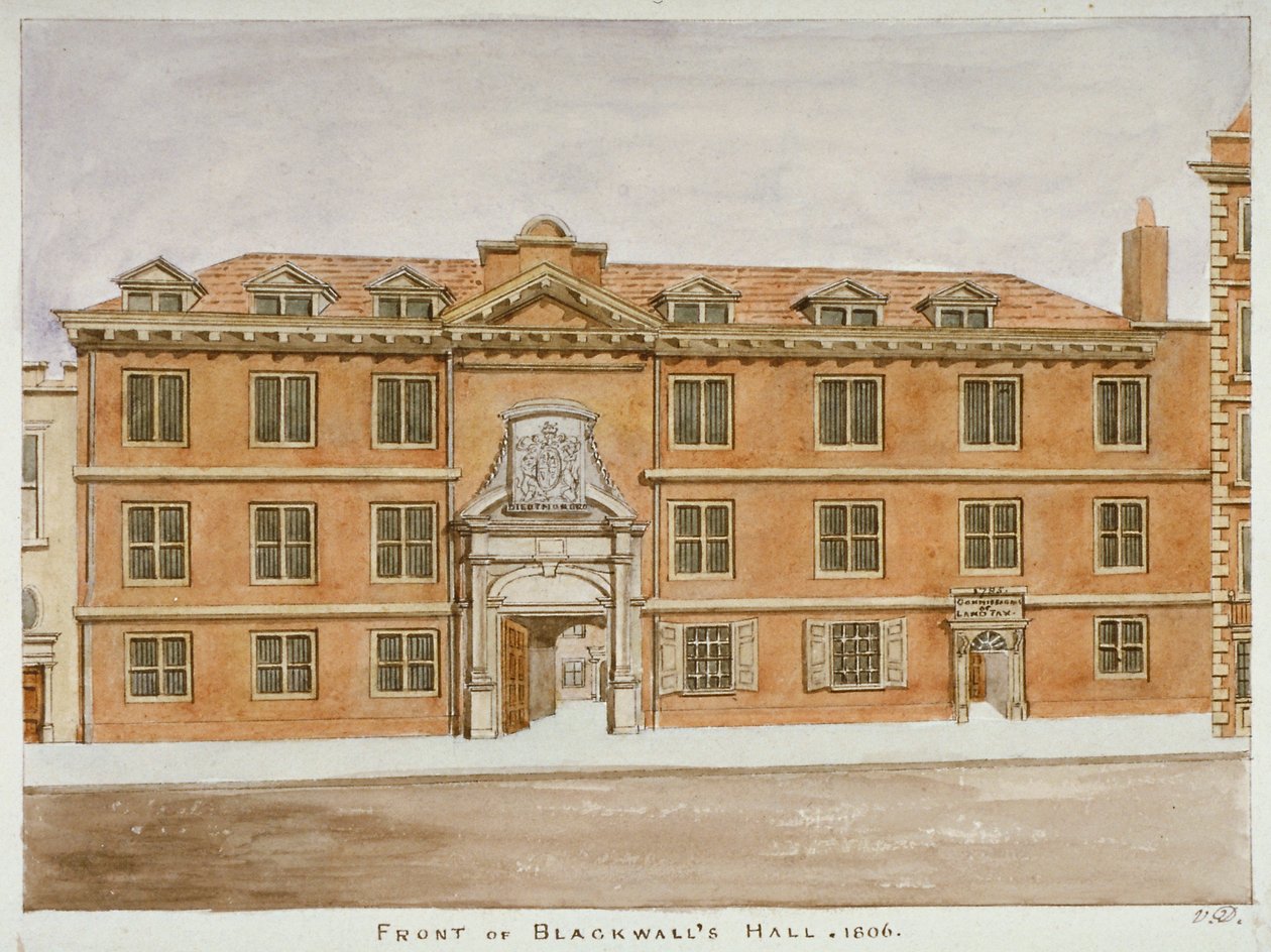 Front view of Blackwell Hall, City of London by Valentine Davis
