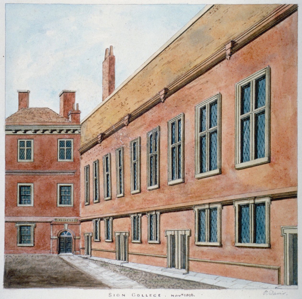 Sion College, City of London, 1806 by Valentine Davis