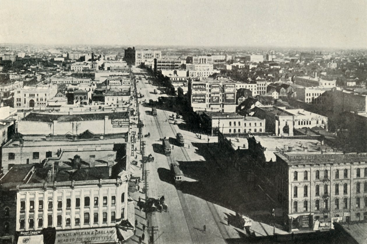Winnipeg Today, Looking Up Main Street. The Rapid Growth of Modern Canada, c1930 by Valentine and Sons Ltd