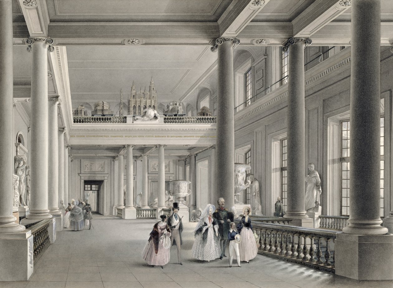 The Upper Entrance Hall of the Fine Arts Academy in St. Petersburg, 1838 by Vasili Semenovich Sadovnikov
