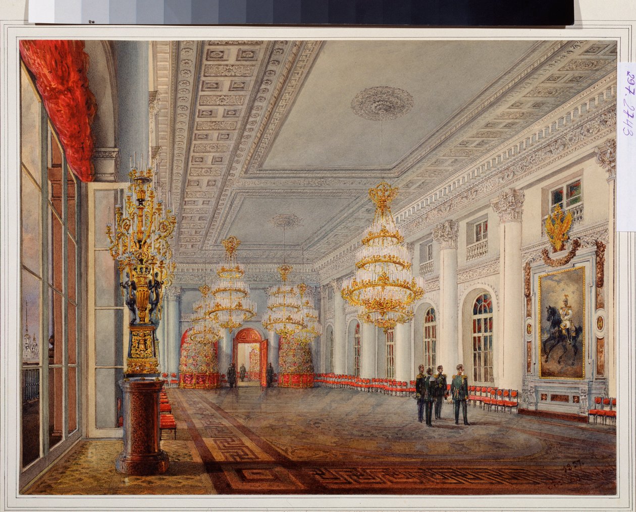 The Grand Hall (or the Nicholas Hall) of the Winter Palace in Saint Petersburg. by Vasili Semenovich Sadovnikov