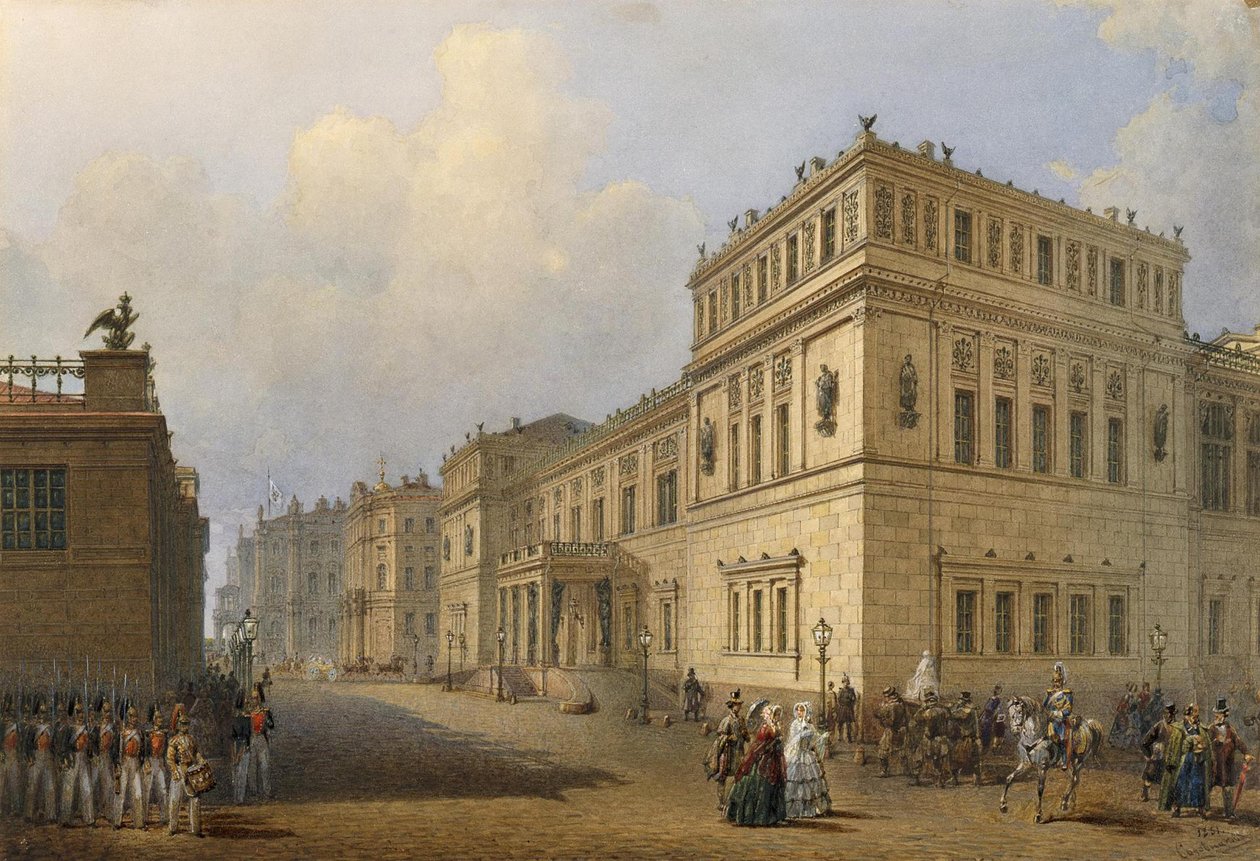 View of the New Hermitage Through Millionnaya Street by Vasili Semenovich Sadovnikov