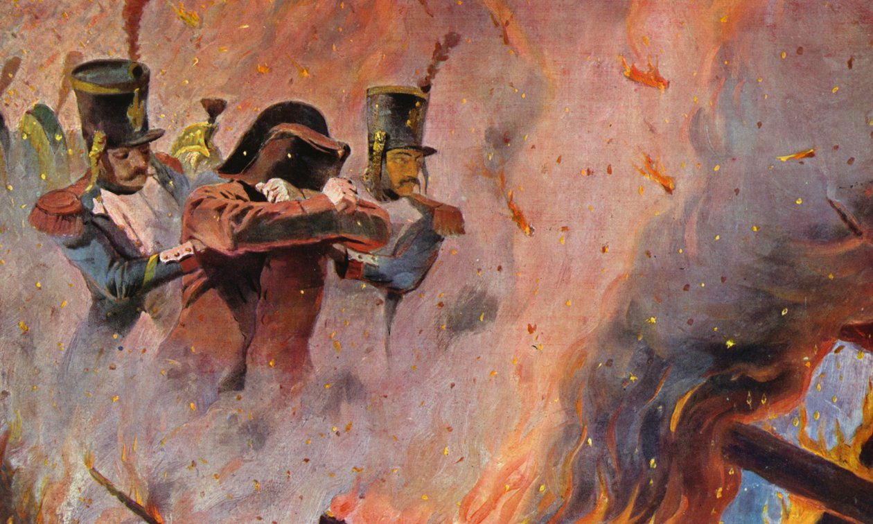 Soldiers guide Napoleon Bonaparte through the fire in Moscow by Vasili Vasilievich Vereshchagin