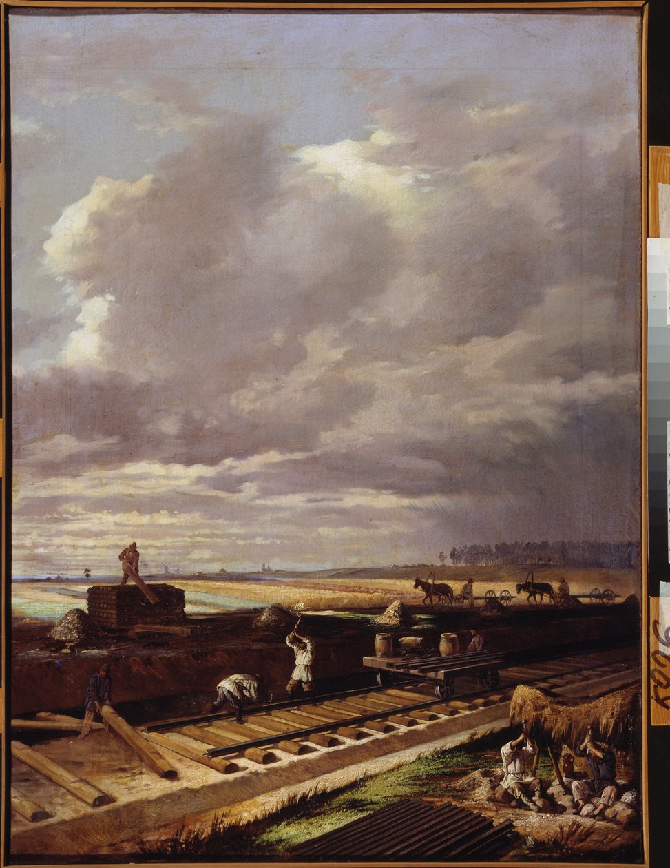 Building Work on a Railway Line by Vasili Vladimirovits Pukirev
