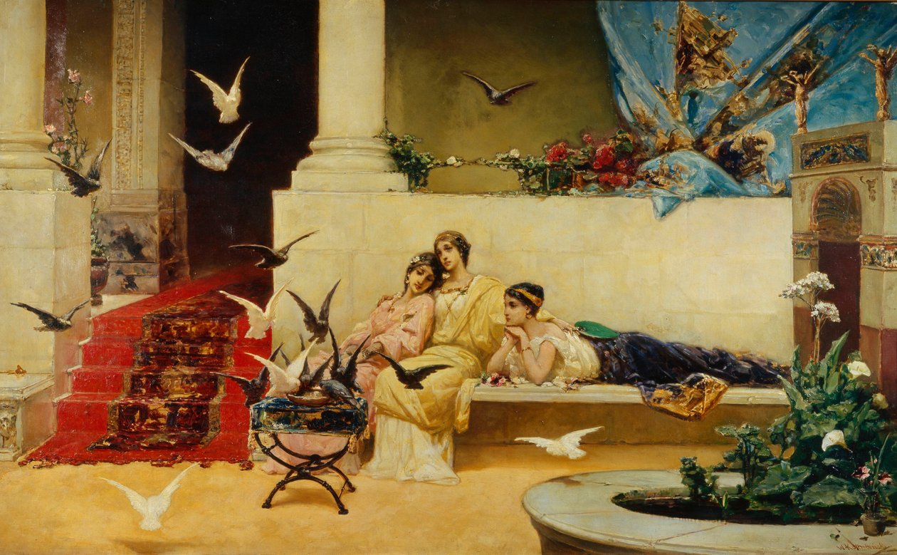 Feeding the pigeons by Vasilii Kotarbinsky