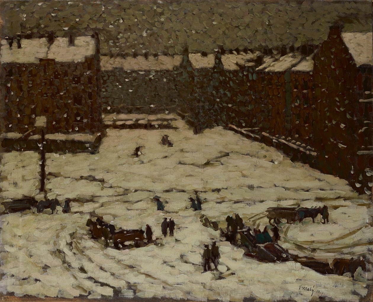 Suburb in Snowy Weather by Václav Malý