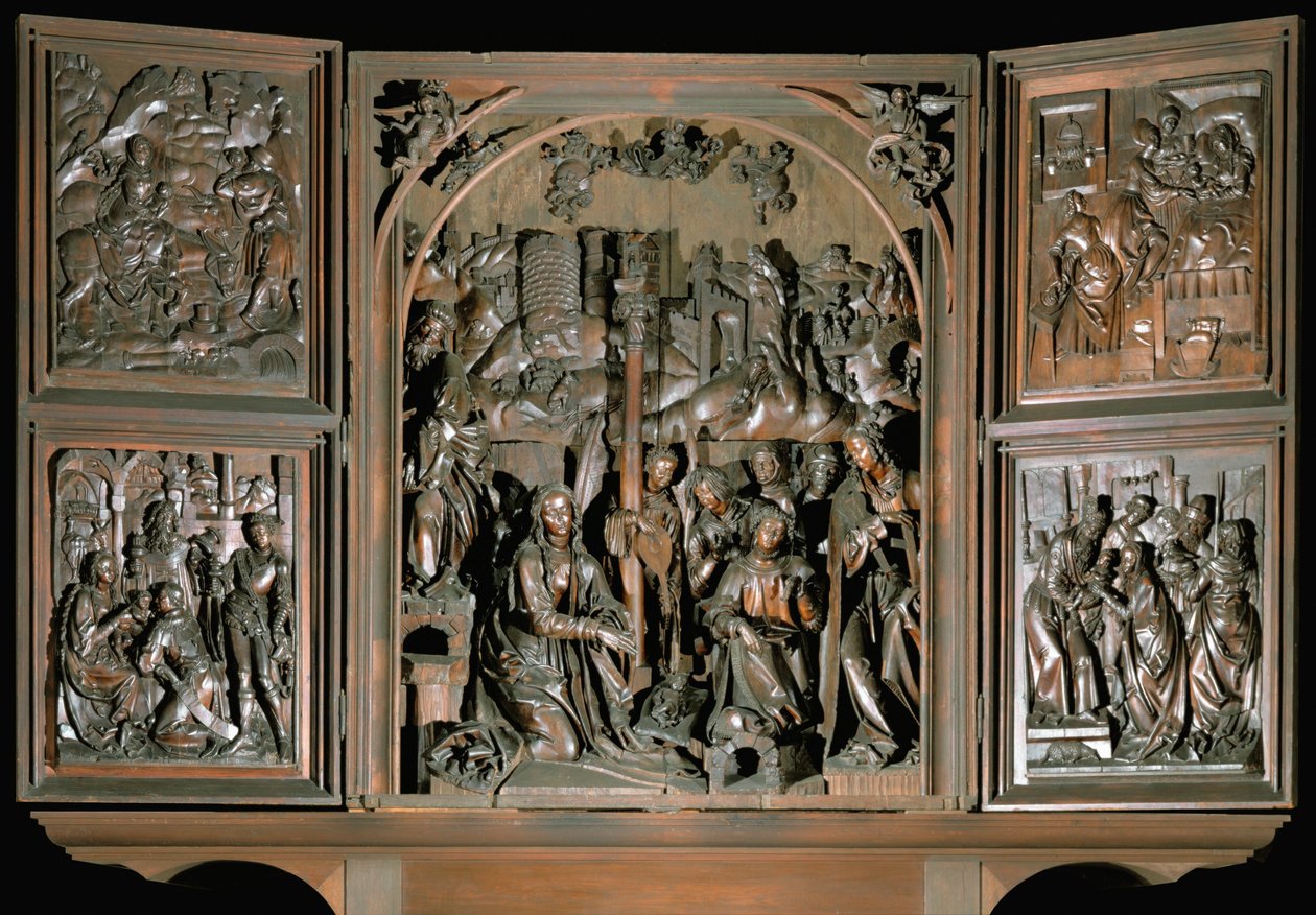 Saint Mary Altar. Left Panels: Flight to Egypt by Veit or Wit Stoss