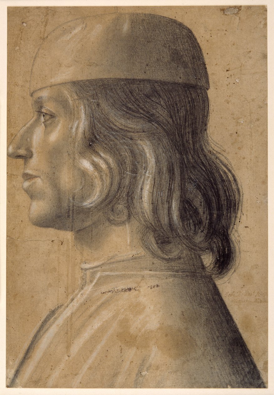 Bust-Length Portrait of a Man in Profile to Left, Wearing a Cap by Venetian School
