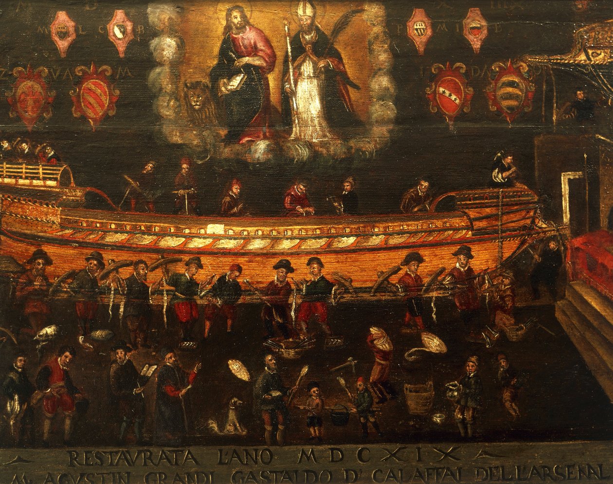 Signboard of the Guild of Ship Building in the Arsenale of Venice, Italy by Venetian School