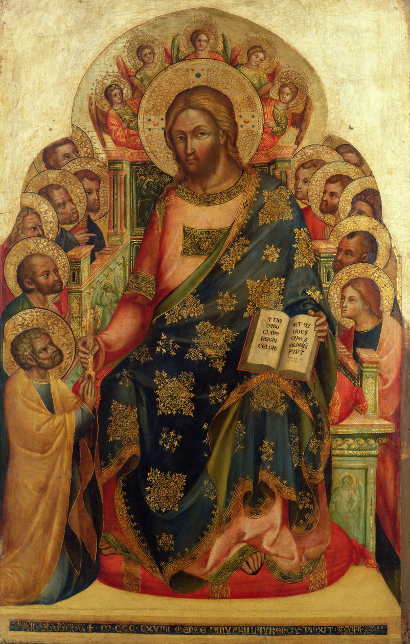 Christ Enthroned with Saints and Angels Handing the Key to St. Peter by Lorenzo Veneziano