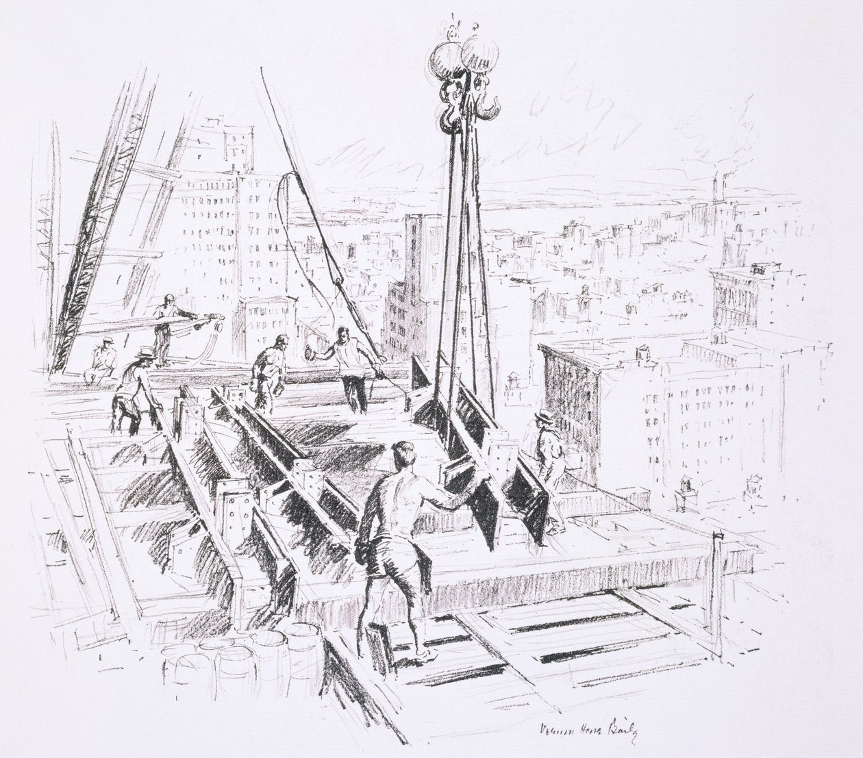 Moving beams on the 25th floor of the Empire State Building, published by William Edwin Rudge by Vernon Howe Bailey
