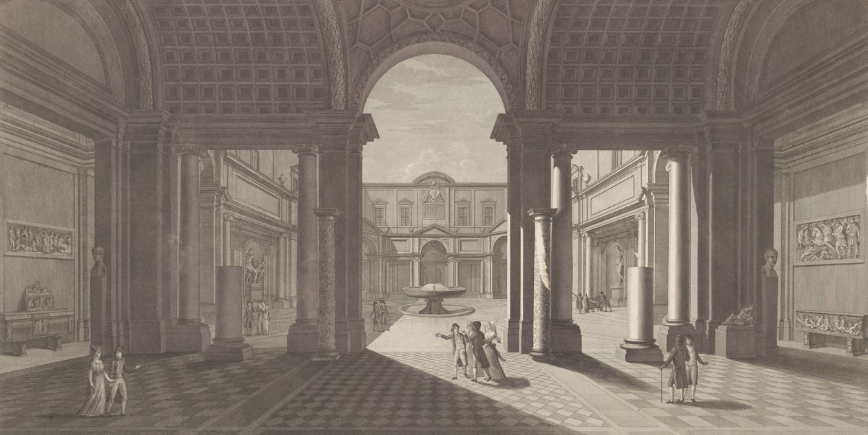 View of the Courtyard of the Museo Pio-Clementino, ca. 1790-1827 by Vicenzo Feoli