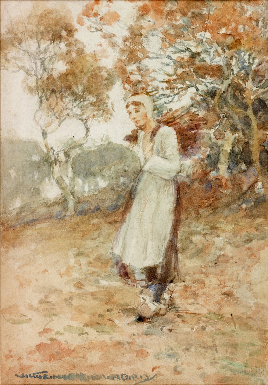 Girl Carrying a Bundle of Sticks by Victor Noble Rainbird