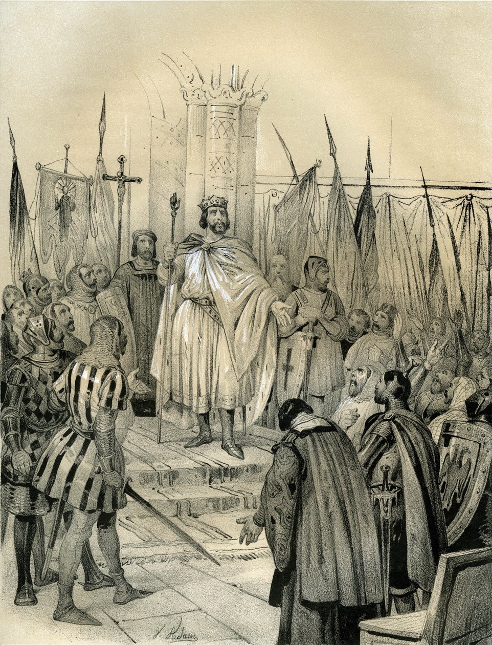 Coronation of Hugues Capet in Noyon in 987. This coronation marked the beginning of the Capetians dynasty, kings of France by Victor Adam