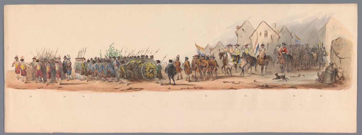 Historical Procession at the Second Centennial of the Utrecht University, 1836 (plate 10) Procession of the Dutch Army to Ostend, July 3, 1600, the Day after the Victory at Nieuwpoort; According to the Costumed Performance Given by the Students by Victor Adam