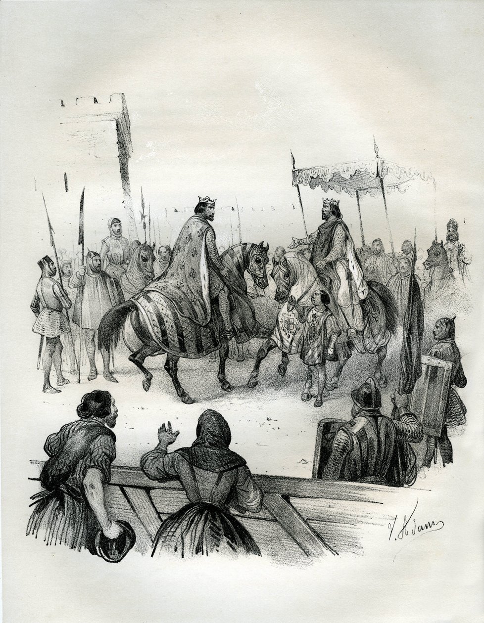 Interview in 1023 of Henri II and Robert II the Pious by Victor Adam