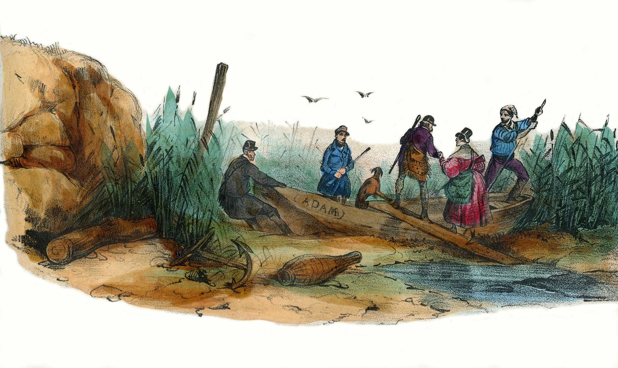 La Lionne, scene de chasse. in “Album Grotesque, Choices of Outstanding Types”, illustrations by Victor Adam, Paris, circa 1850. by Victor Adam