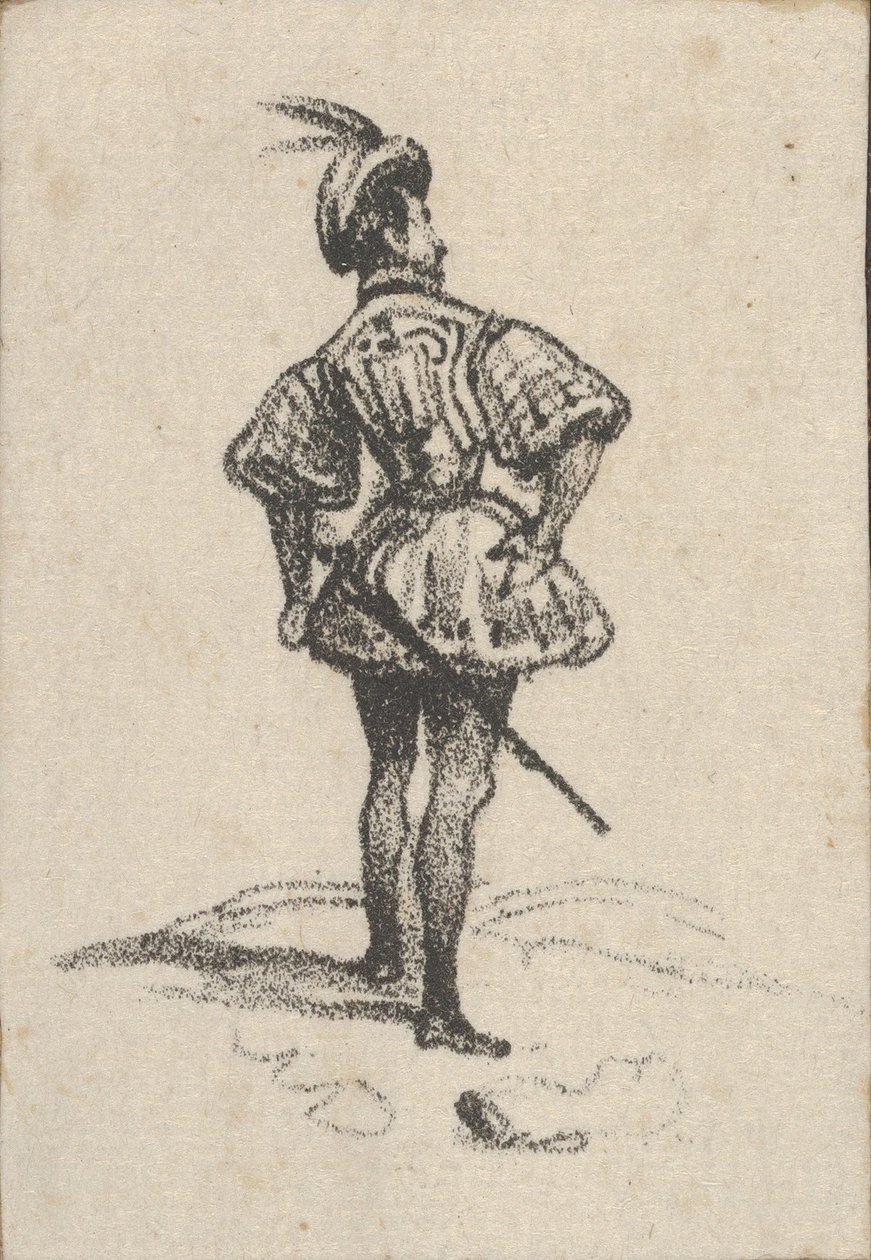 Man with Sword and Feathered Hat, Viewed from the Back, mid-19th Century by Victor Adam