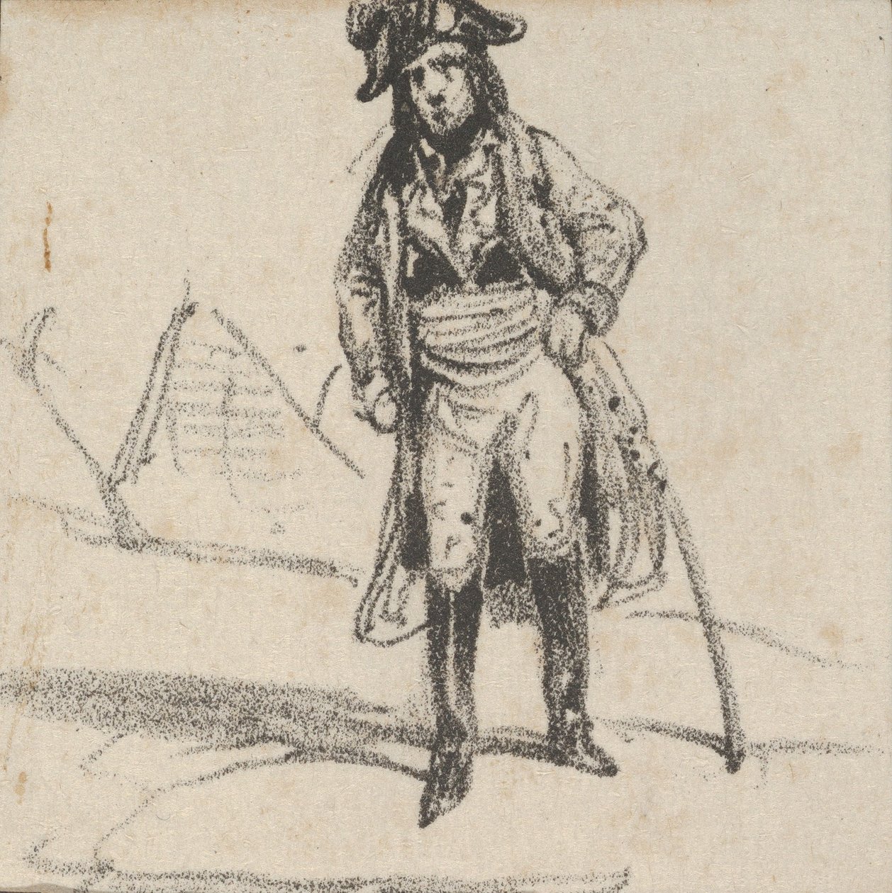 Soldier leaning on his sword, mid-19th century by Victor Adam