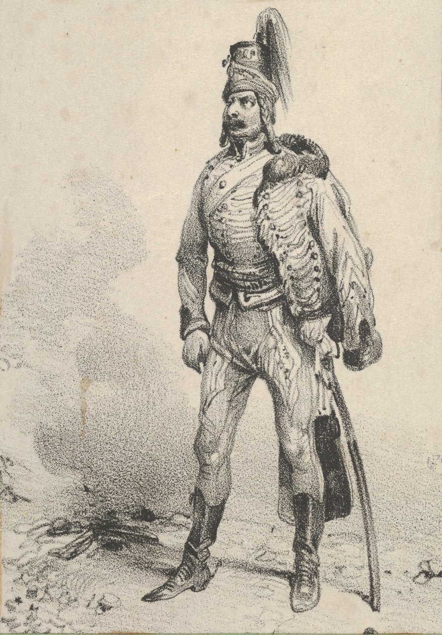 Standing soldier with his jacket on one shoulder by Victor Adam