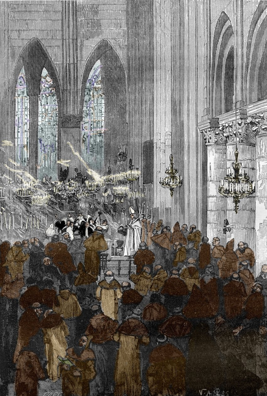 Affair of the Possessed of Loudun (Demons of Loudun) ca. 1630: The Possessed Ursuline Nuns during an Exorcism Session in the Church of St Croix in Loudun by Victor Armand Poirson