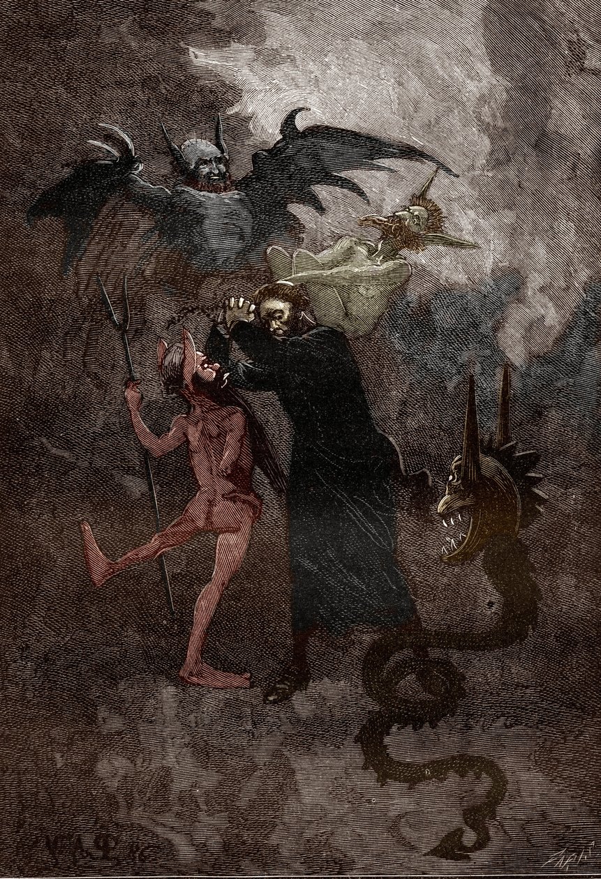 The Affair of the Possessed of Loudun (Demons of Loudun) around 1630: The Demon Isaacarum (Isacaron) is Hunted by Jesuit Priest Jean-Joseph Surin (1600-1665) by Victor Armand Poirson