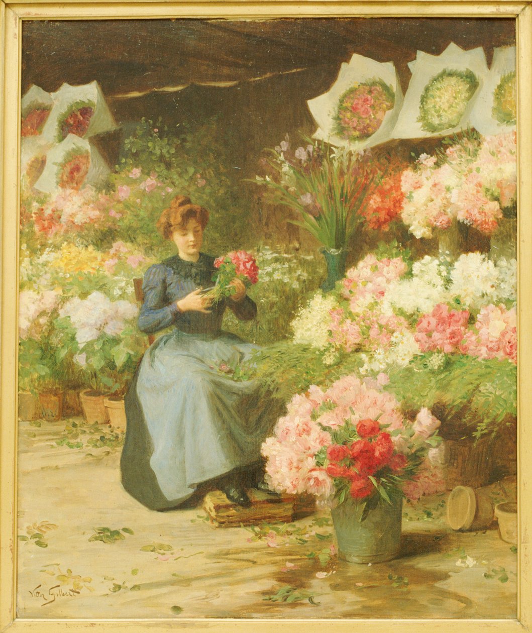 Flower Seller in front of the Madeleine Church by Victor Gabriel Gilbert