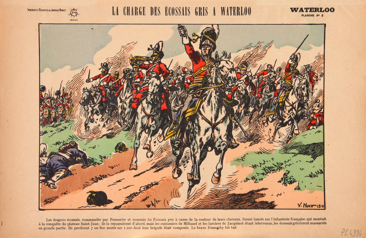 Charge of the Royal Scots Greys at the Battle of Waterloo, c.1920 by Victor Huen