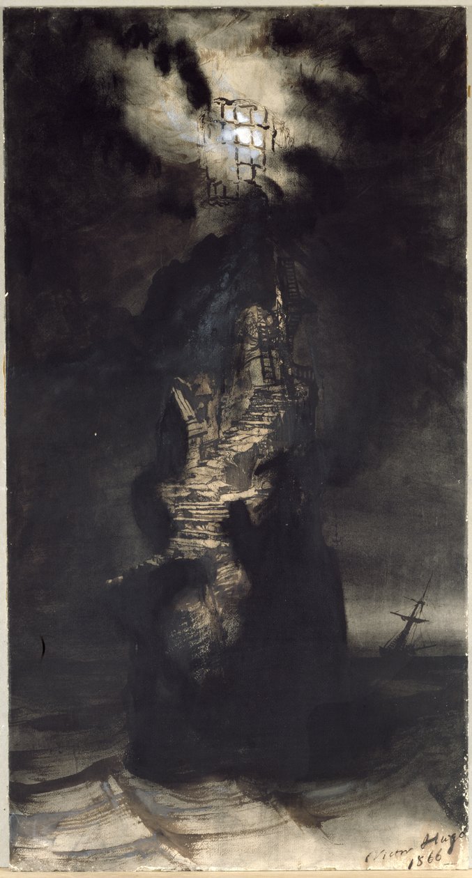 Casquets Lighthouse, 1866 by Victor Hugo: Fine art print