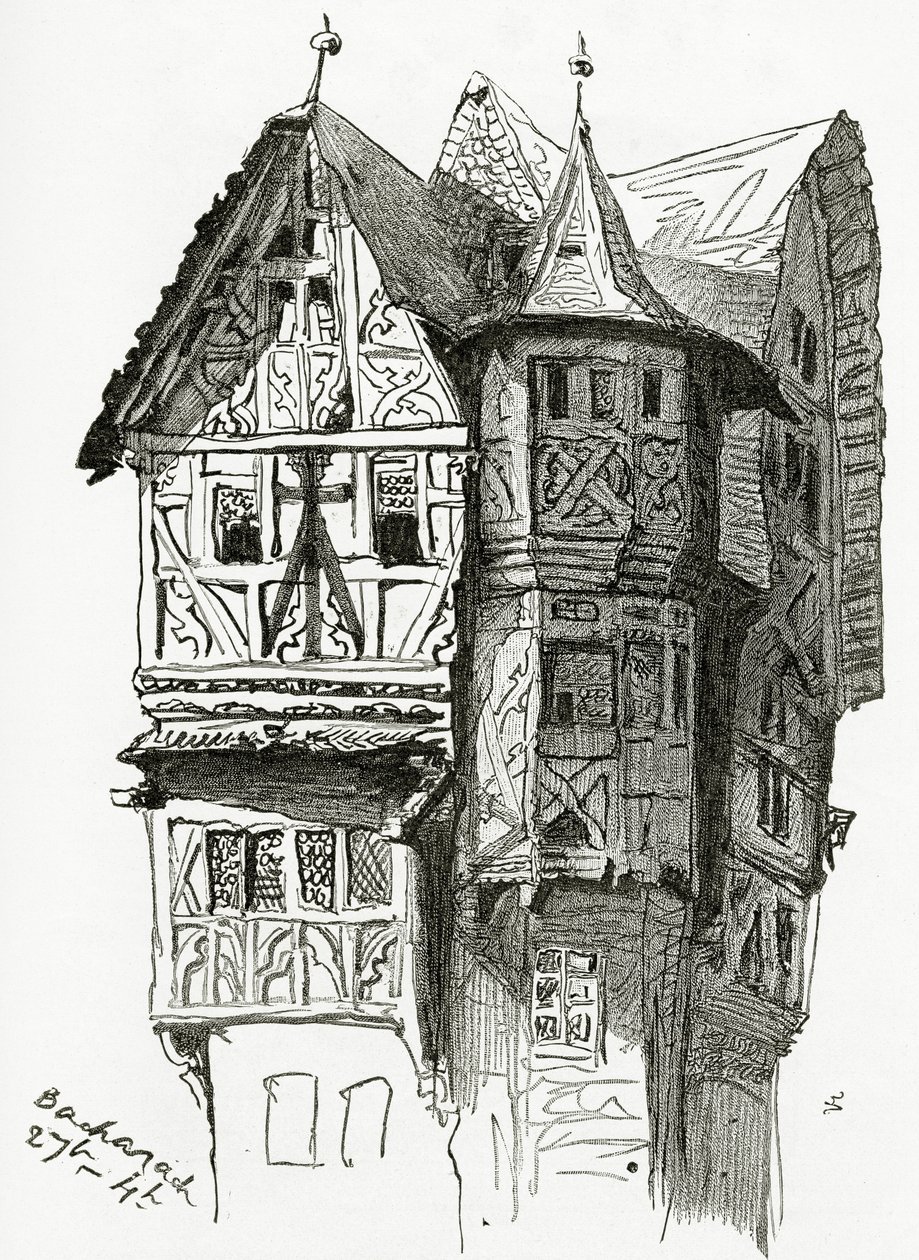 House in Bacharach on the River Rhine, 19th Century by Victor Hugo