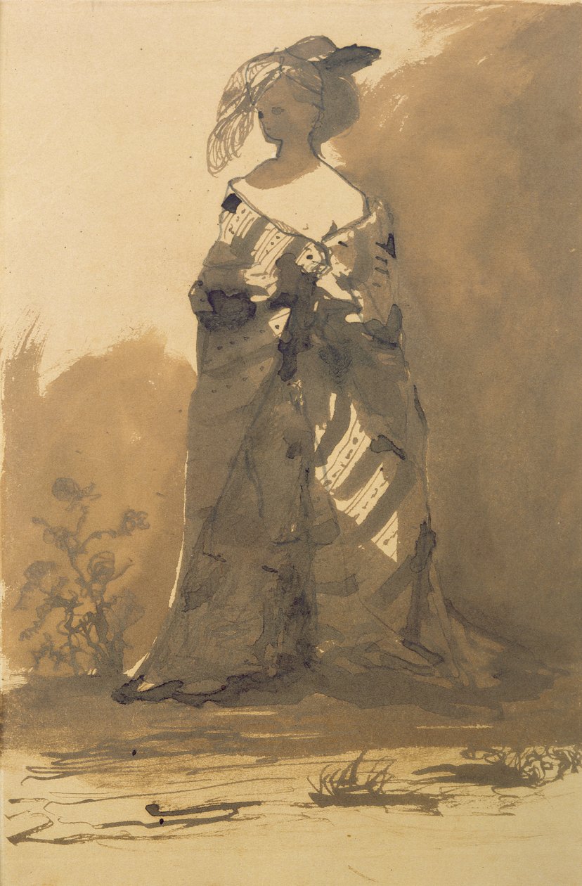 Woman Wearing an Overcoat and a Feathered Hat by Victor Hugo