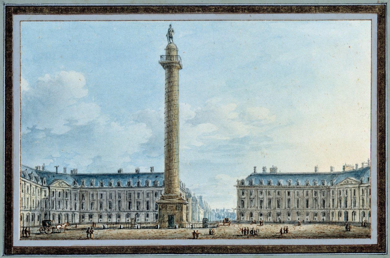 View of the Bellic Column Located Place Vendome in Paris by Victor Jean Nicolle