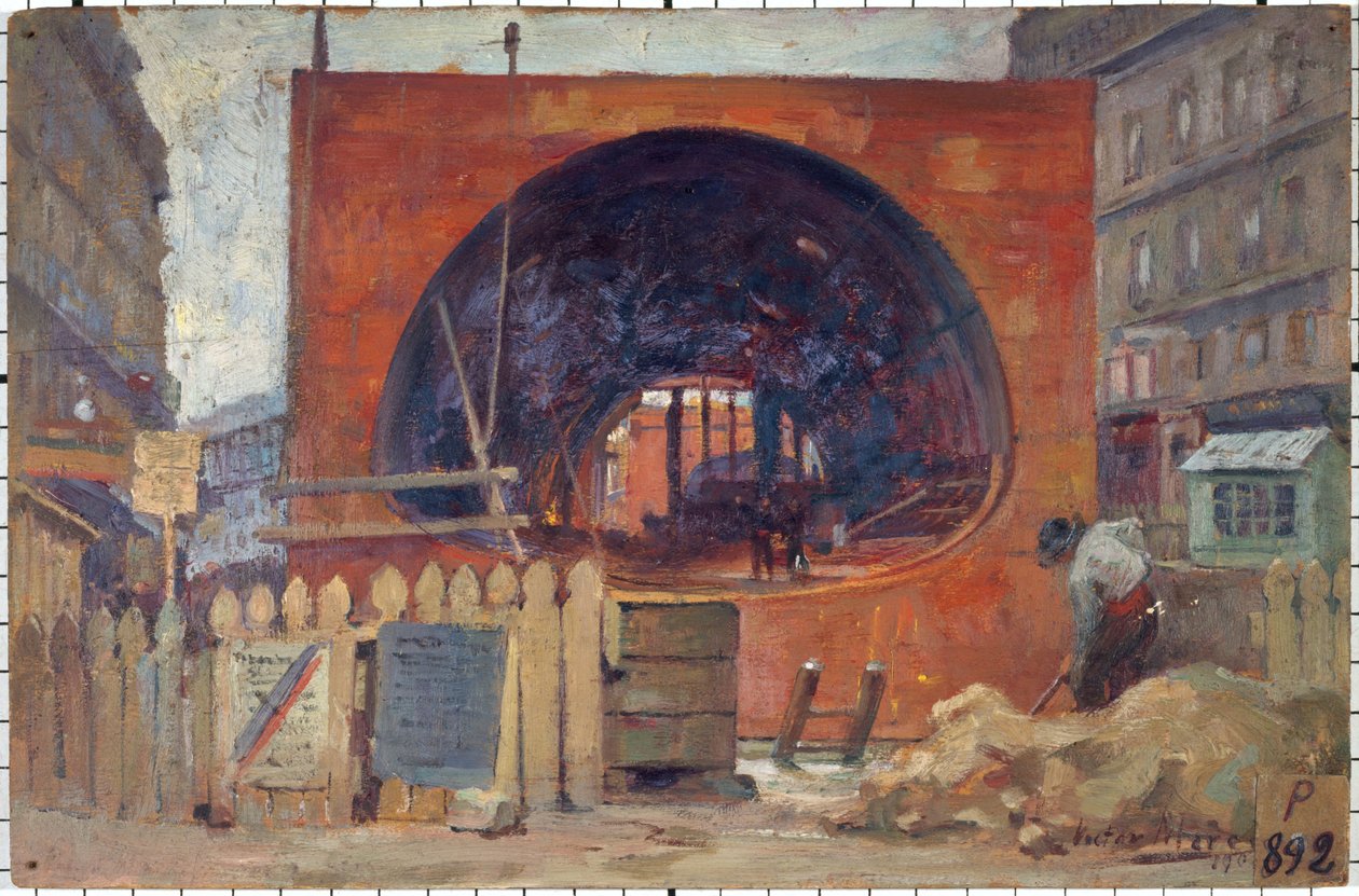 The Metropolitan Works at Place Saint-Michel in 1906, in 11-1906 by Victor Marec