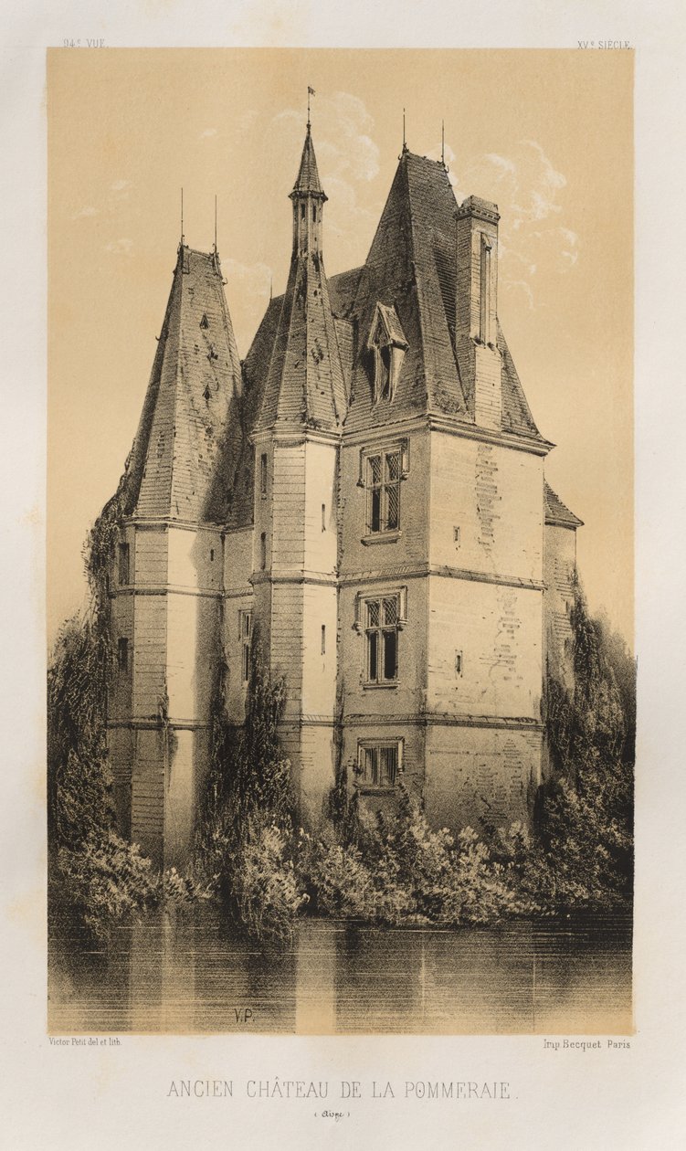 Picturesque Architecture or Monuments of the 15th and 16th Centuries: Castles of France of the 15th and 16th Centuries: Pl. 94, Old Château de la Pommeraie (Aisne) by Victor Petit