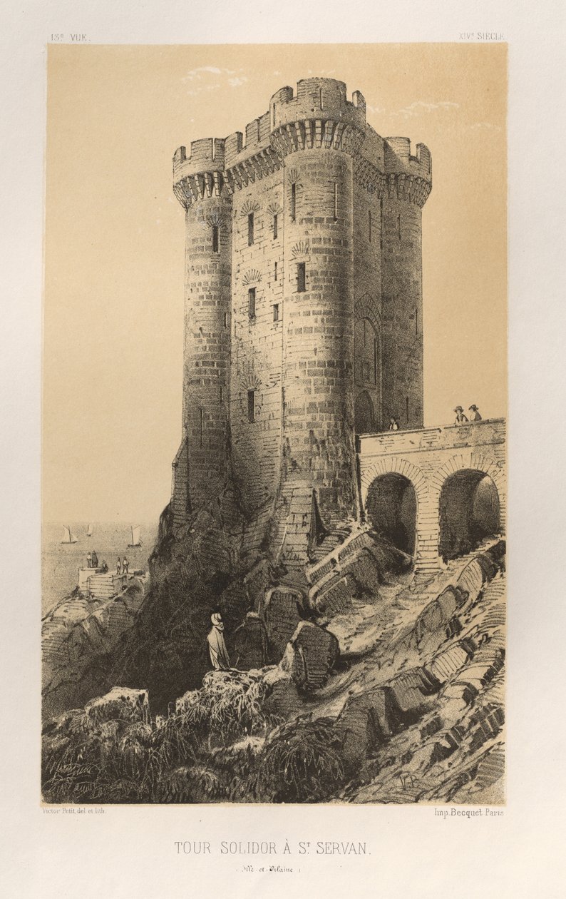 Picturesque Architecture or Monuments of the 15th and 16th Centuries: Castles of France of the 15th and 16th Centuries: Pl.13, Solidor Tower in St. Servan (Ille-et-Vilaine) by Victor Petit