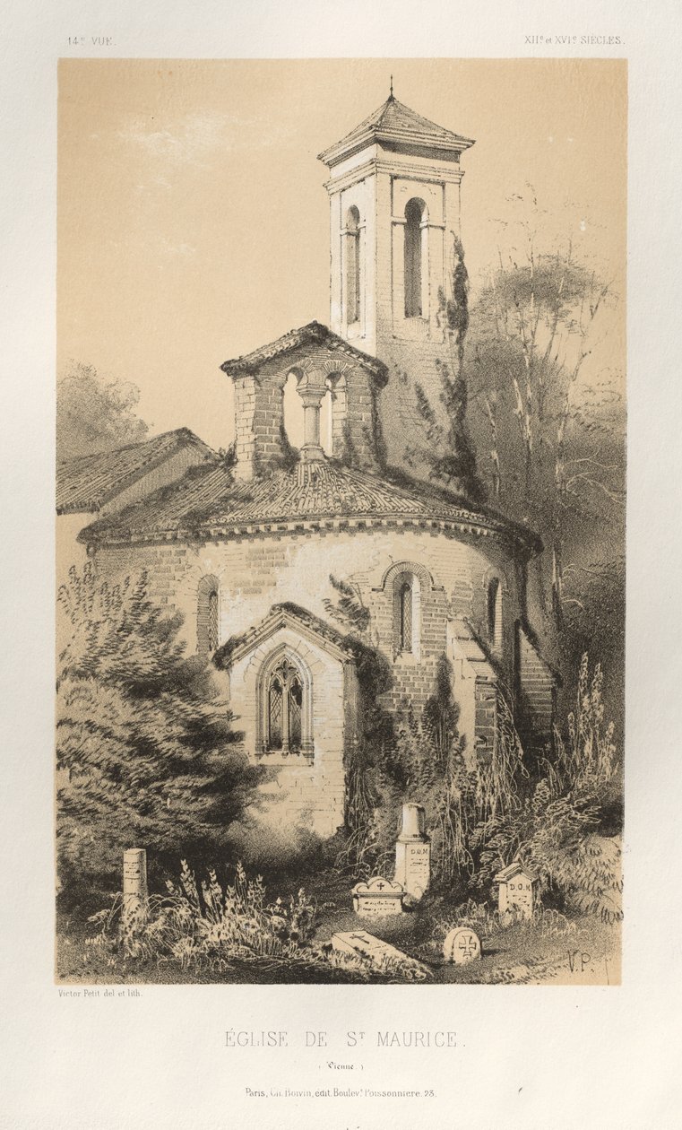 Picturesque Architecture or Monuments of the 15th and 16th Centuries: Castles of France of the 15th and 16th Centuries: Pl.14, Church of St. Maurice (Vienne) by Victor Petit