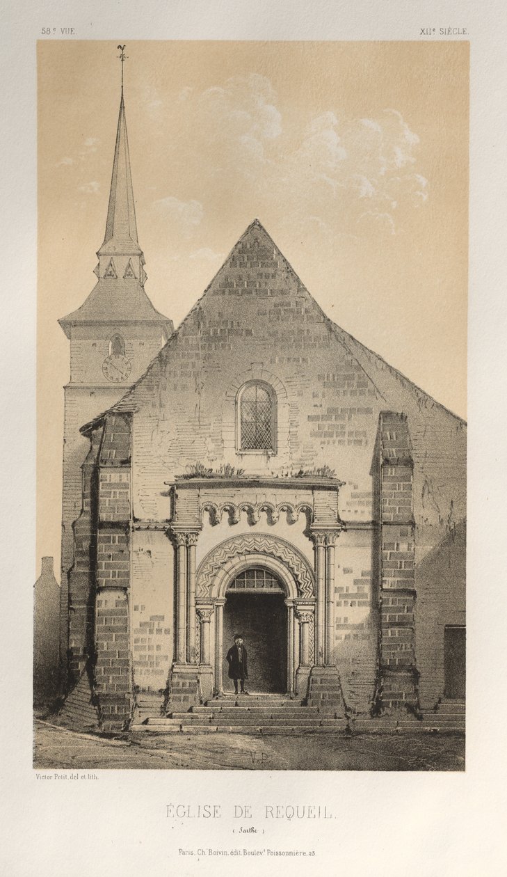 Pl. 58, Église De Requeil Sarthe, 1860 by Victor Petit