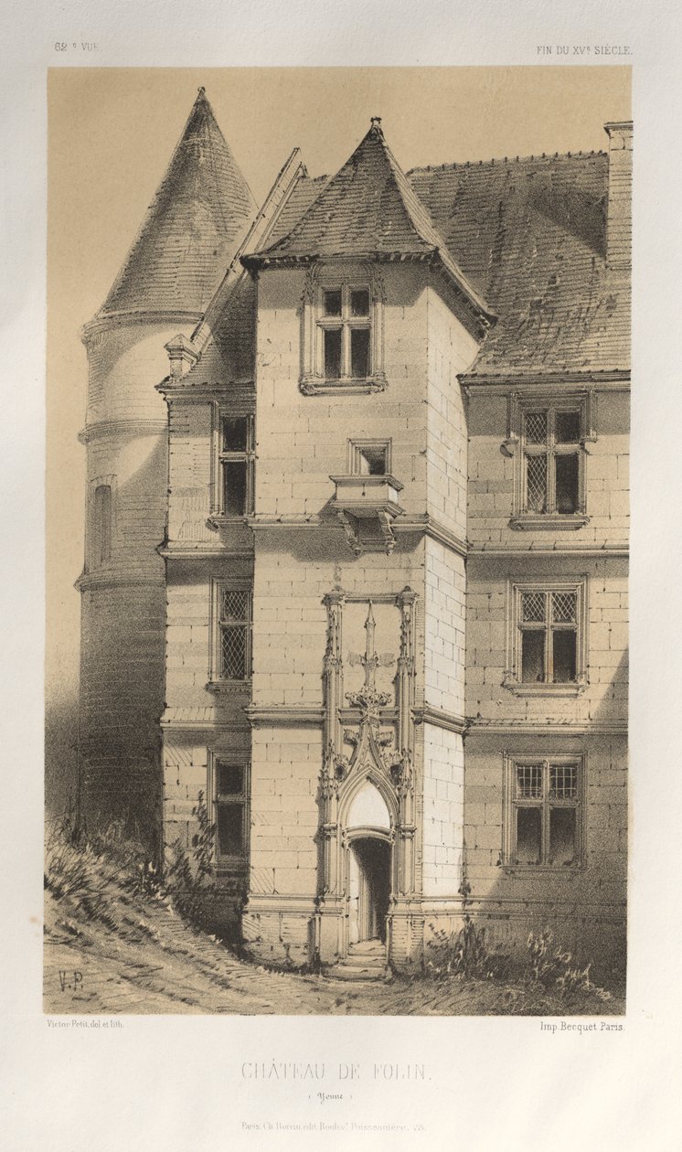 Pl. 62, Château De Folin Yonne, 1860 by Victor Petit